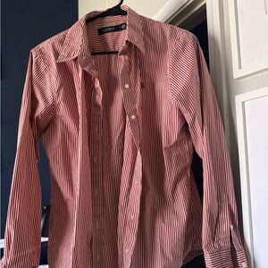 Lauren Ralph Lauren Red and White Striped Men's Dress Shirt